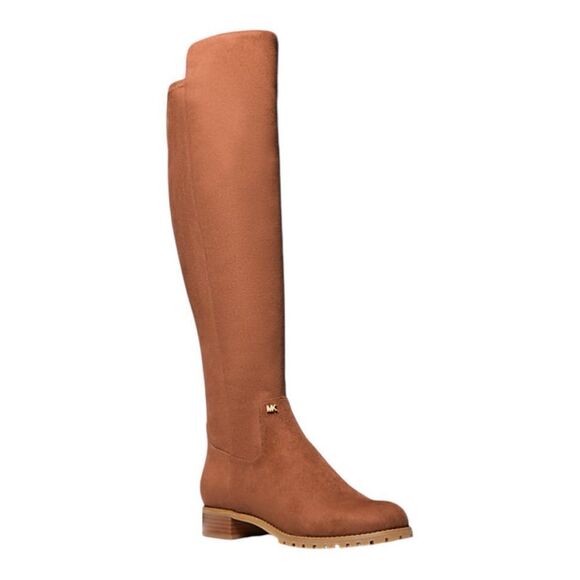 Michael Kors Woman Brown Faux Leather Suede Stretch Boots - Picture 1 of 14